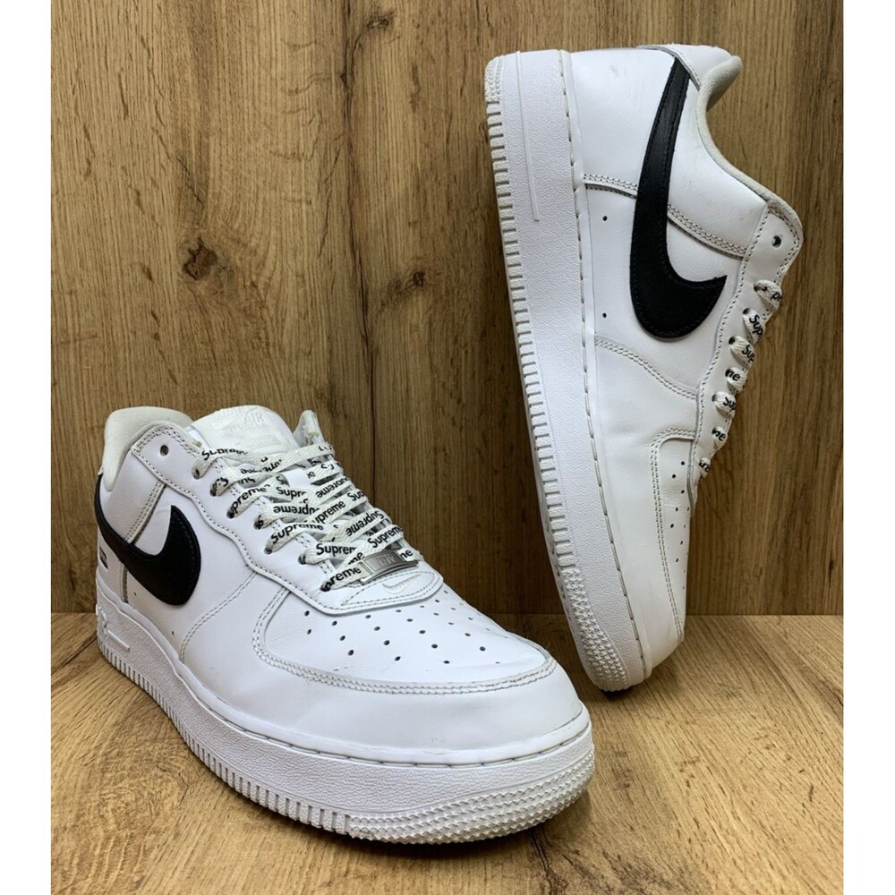 Nike Air Force 1 Low Supreme Sneaker Shoes CU9225-102 White Black Men Size 10.5